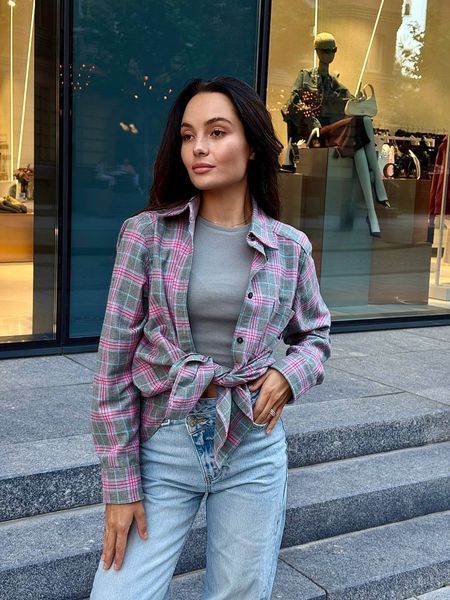 Фланелева сорочка в клітинку XXXL блакитний 005 фото